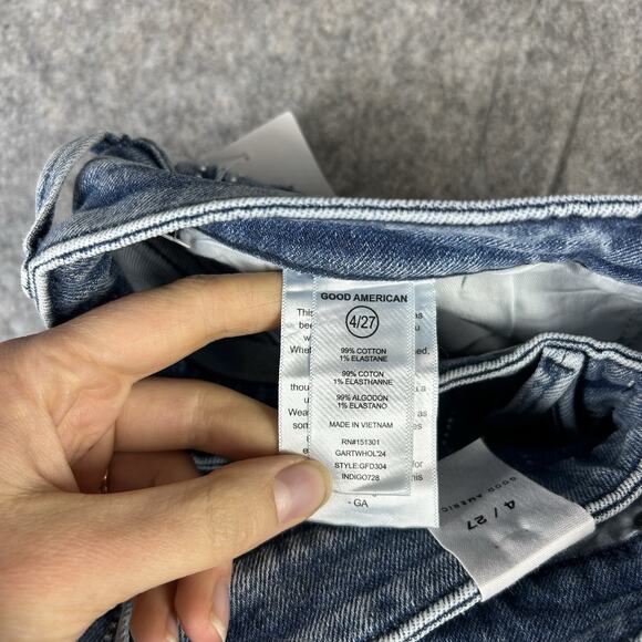 Good American Good Ease Rhinestone Embellished Wide Leg Jeans Womens 4/27 - Picture 7 of 12